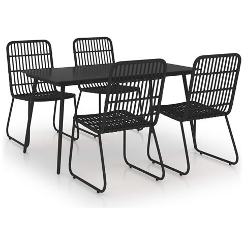Set Da Pranzo Da Giardino 5 Pz In Polyrattan E Vetro - Foto 1