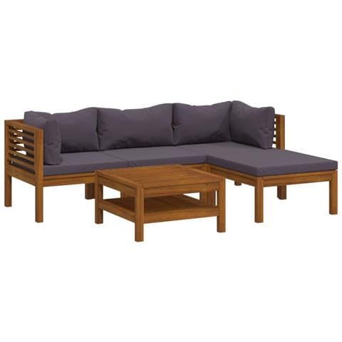 Set Divani Da Giardino 5 Pz Con Cuscini In Massello Di Acacia - Foto 1