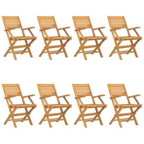 Sedie Da Giardino Pieghevoli 8pz 55x62x90cm Legno Massello Teak - Foto 1