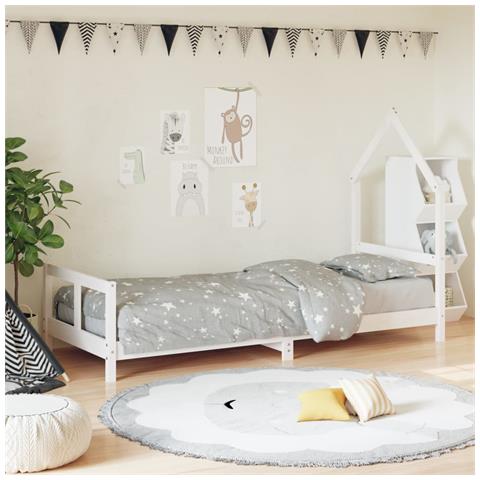 Giroletto per Bambini Bianco 80x200cm in Legno Massello di Pino - Foto 1