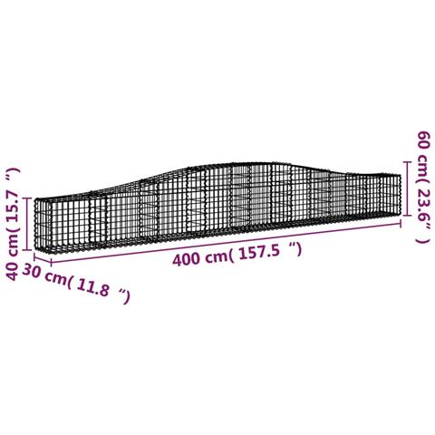 Cesto Gabbione Ad Arco 400x30x40/60 Cm Ferro Zincato - Foto 4