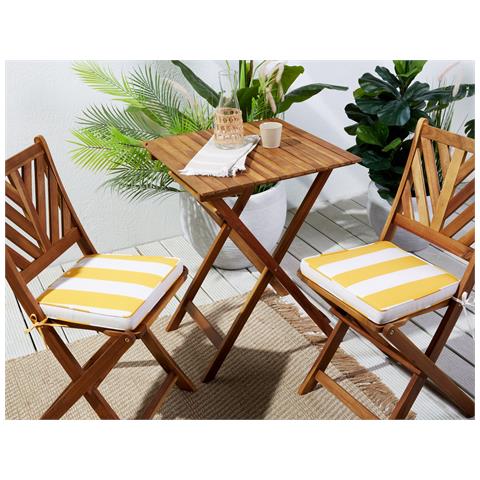 Set Di 2 Cuscini Sedie Da Giardino Giallo E Bianco 37 X 34 Cm Terni - Foto 1
