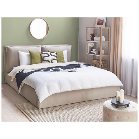 Letto Matrimoniale Contenitore Velluto Beige 180 X 200 Cm Bajonna - Foto 1