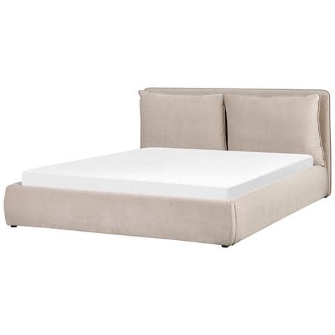 Letto Matrimoniale Contenitore Velluto Beige 180 X 200 Cm Bajonna - Foto 8