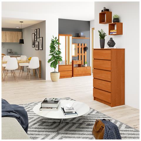 Cassettiera K60, 5 cassetti, 60x40x121 cm, Colore Ontano - Foto 6