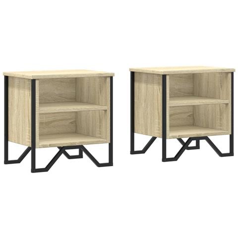 Comodini Rovere Sonoma 2pz 40x30x40 Cm In Truciolato - Foto 2
