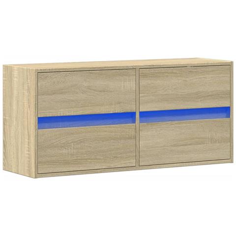 Mobile Tv A Parete Con Luci Led Rovere Sonoma 100x31x45 Cm - Foto 3