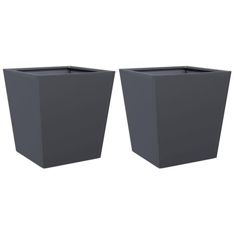 Fioriere da Giardino 2 pz Antracite 40x40x40 cm in Acciaio - Foto 1