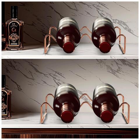 Portabottiglie In Oro Rosa Tonlea, Set Di 2 Eleganti Accessori Per Casa E Cucine - Foto 2