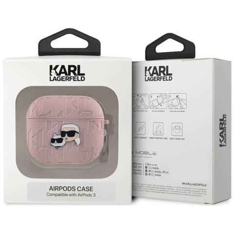 Custodia Per Airpods 3 Con Motivo Karl E Choupette In Rilievo, Rosa - Foto 3