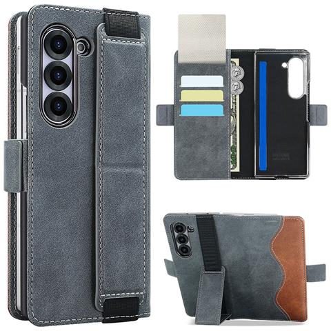 Custodia Per Samsung Galaxy Z Fold Con Portacarte E Supporto Grey Modello 4 - Foto 1