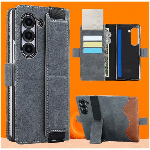 Custodia Per Samsung Galaxy Z Fold Con Portacarte E Supporto Grey Modello 4 - Foto 2