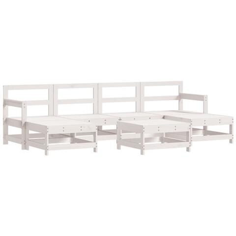 Set Salotto Da Giardino 7 Pz Bianco In Legno Massello Di Pino - Foto 2