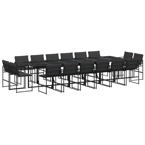Set Da Pranzo Da Giardino 17 Pz Con Cuscini Nero In Textilene - Foto 2