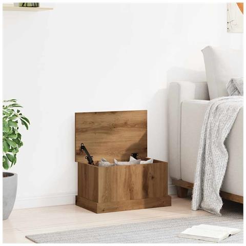 Scatola Portaoggetti Rovere Artigianale 30x50x28 Cm Multistrato - Foto 3