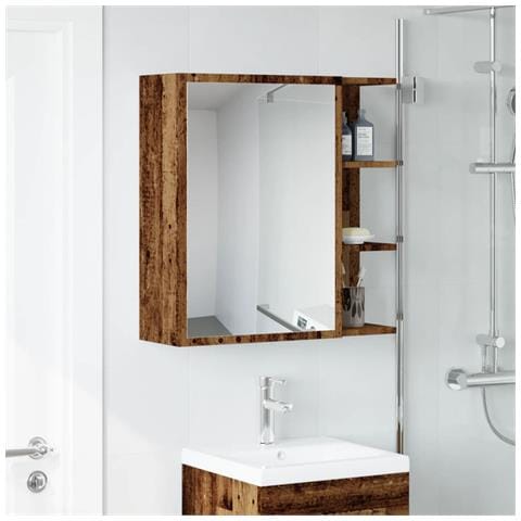 Mobile Da Bagno A Specchio Legno Antico 62,5x20,5x64 Cm Legno - Foto 3