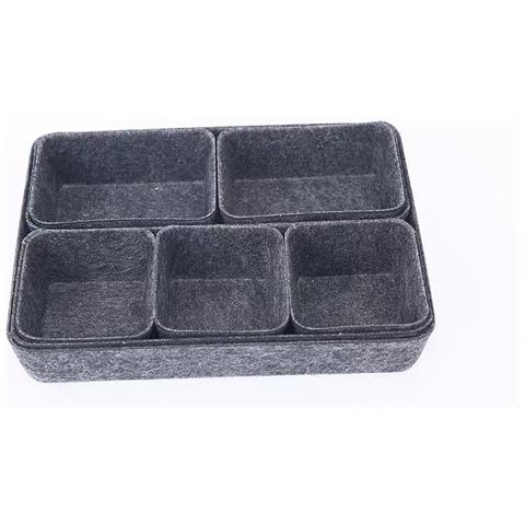 Set Di 8 Organizer Per Cassetti In Tessuto Darkgrey - Foto 1
