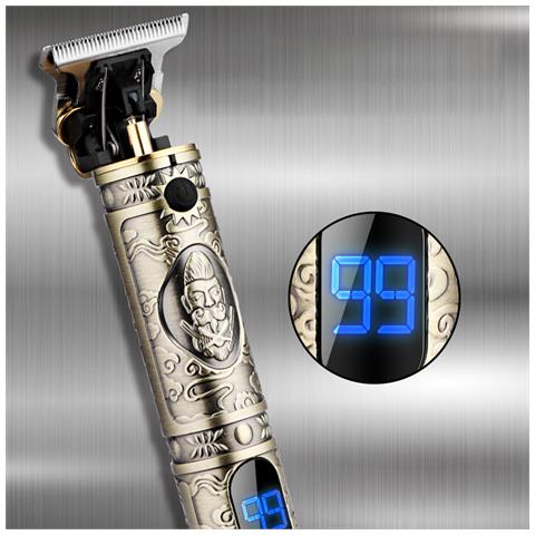 Rasatore Per Capelli E Barba Lm-300. Design Vintage Completamente In Metallo. Con Pettini Da 1 A 3mm E Set Di Accessori. Batteria Ricaricabile. - Foto 2