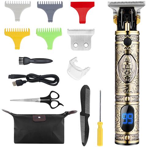 Rasatore Per Capelli E Barba Lm-300. Design Vintage Completamente In Metallo. Con Pettini Da 1 A 3mm E Set Di Accessori. Batteria Ricaricabile. - Foto 1
