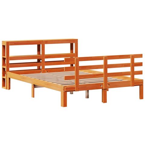 Giroletto Con Testiera Marrone Cera 120x190 Cm Massello Pino - Foto 3