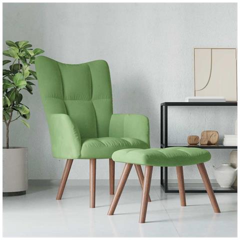 Poltrona Relax Con Poggiapiedi Verde Chiaro In Velluto - Foto 8