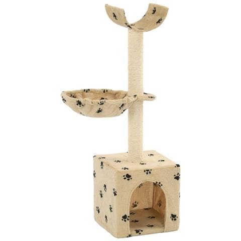 Lusso Casadino - Albero Per Gatti Tiragraffi Sisal 105 Cm Zampe Stampate Beige - Foto 2