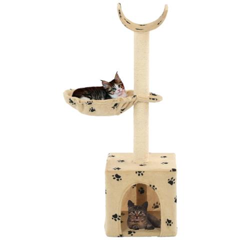 Lusso Casadino - Albero Per Gatti Tiragraffi Sisal 105 Cm Zampe Stampate Beige - Foto 1