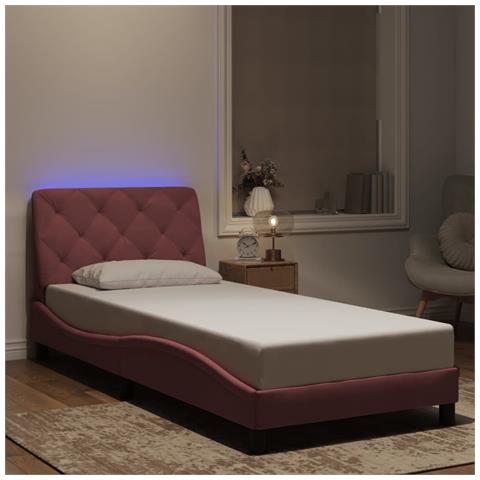 Lusso Casadino - Giroletto Con Led Senza Materasso Rosa 90x190 Cm In Velluto - Foto 8