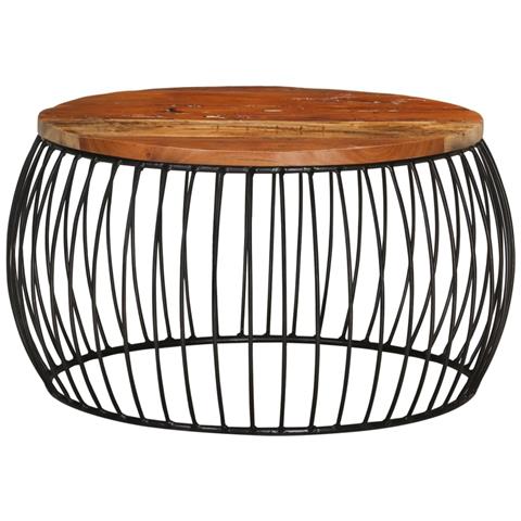 Lusso Casadino -  Tavolino Da Salotto Ø68 Cm In Legno Massello Di Recupero - Foto 1