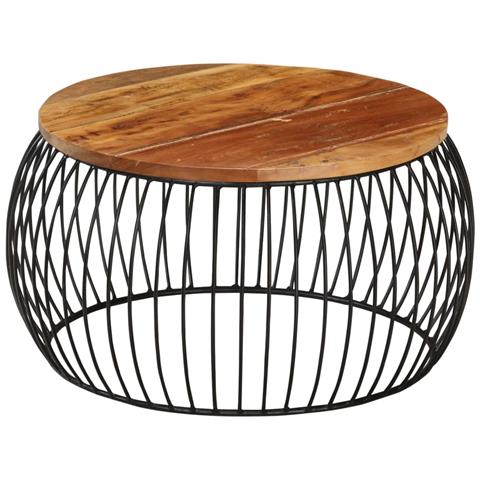 Lusso Casadino -  Tavolino Da Salotto Ø68 Cm In Legno Massello Di Recupero - Foto 8