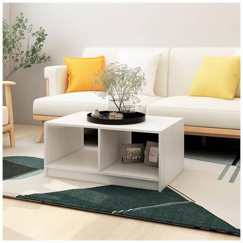 Lusso Casadino -  Tavolino Da Salotto Bianco 75x50x33,5 Cm Legno Massello Di Pino - Foto 8