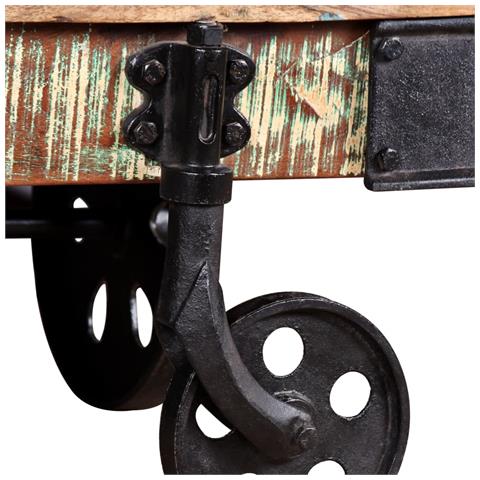 Tavolino Da Salotto In Legno Di Recupero 90x45x35 Cm - Foto 8