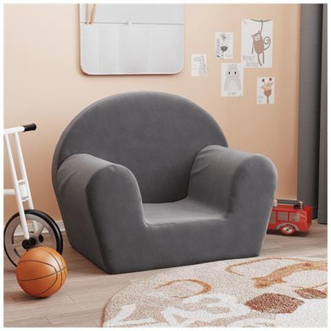 Divano Per Bambini Antracite In Morbido Peluche - Foto 8