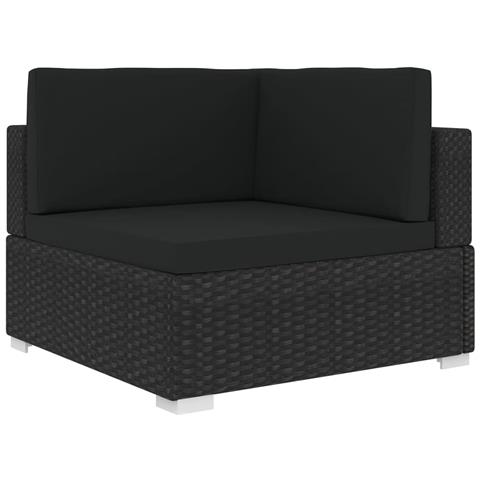 Lusso Casadino -  Poltrona Modulare Ad Angolo 1 Pz Con Cuscini In Polyrattan Nero - Foto 2