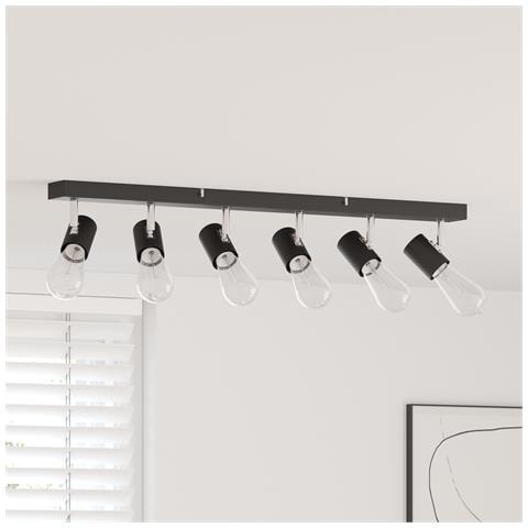 Faretti da soffitto 6 vie regolabili neri E27 - Foto 2