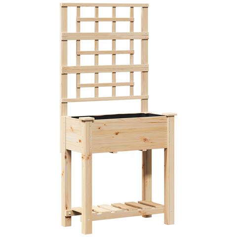 Fioriera da Giardino con Trellis e Ripiano 71x37x152 cm in Legno Massello di Abete - Foto 1