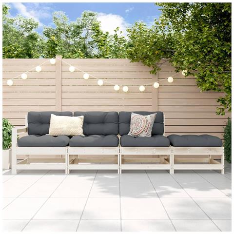 Set Salotto da Giardino 4 pz Bianco in Legno Massello di Pino - Foto 2