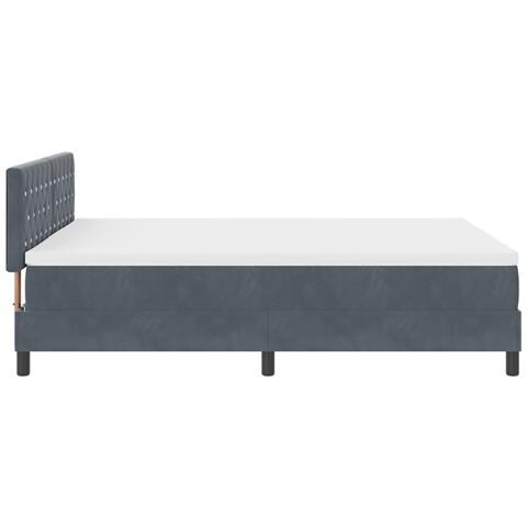 Letto con Materasso Rete a Molle Grigio Scuro 140x190 cm Velluto - Foto 9