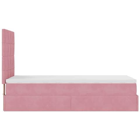 Struttura Letto Pouf con Materassi Rosa 100x200 cm Velluto - Foto 9