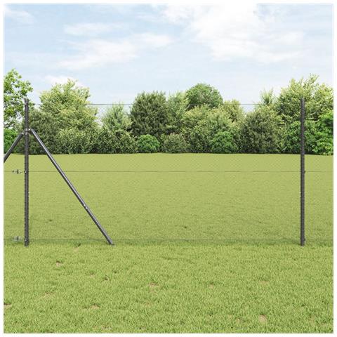 Recinto Esagonale  Grigio 1x10 m Acciaio, Pali per Recinto  7 pz Grigio Ø32 mm 150 cm Acciaio Zincato - Foto 2