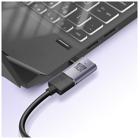 Adattatore Video 8k Uhd Hdmi Femmina A Mini Hdmi Maschio Curvo A Destra, Grigio - Foto 2