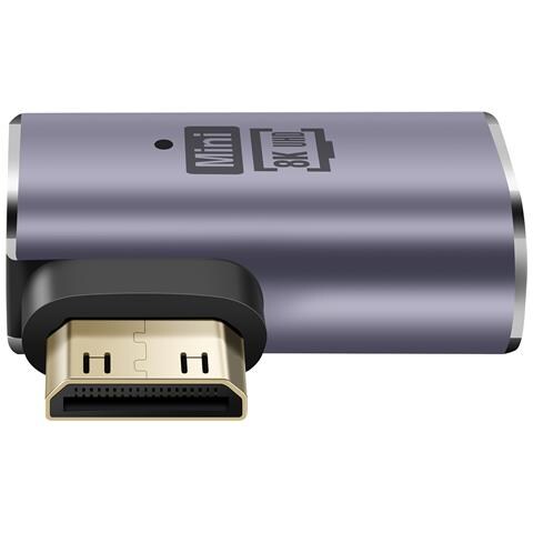 Adattatore Video 8k Uhd Hdmi Femmina A Mini Hdmi Maschio Curvo A Destra, Grigio - Foto 5