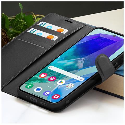 Custodia A Portafoglio Per Galaxy M55 Con Funzione Di Supporto E Linguetta Magnetica, Nero - Foto 5
