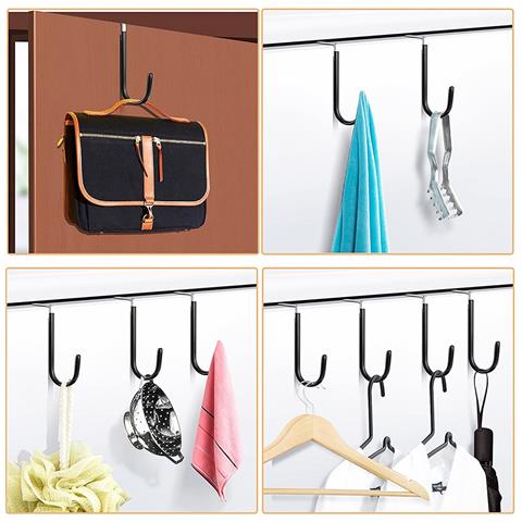 Ganci Sopra La Porta Senza Foratura, Spessore 10 Mm Per Porte Da 3,7 Cm (confezione Da 4) - Acciaio Inossidabile E Plastica Black - Foto 5
