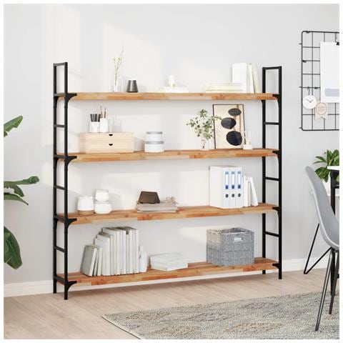 Ripiano a Parete 160x20x4cm Legno Massello Acacia Rifinito Olio - Foto 2