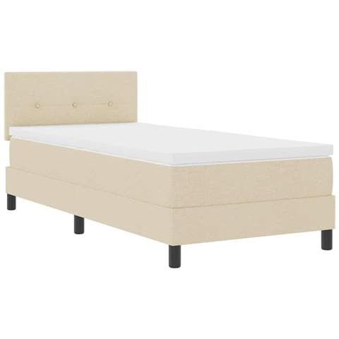 Letto a molle con materasso Crema 90 x 190 cm Tessuto - Foto 1