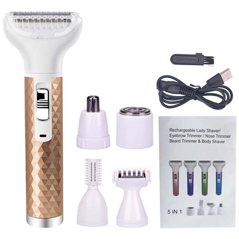 Rasoio Elettrico 5-in-1 Per Donna - Kit Di Depilazione Ricaricabile Usb Pinkgold - Foto 1