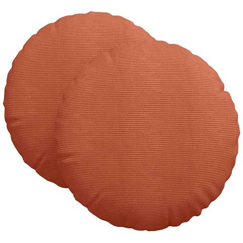 Cuscini per Seduta 2 pcs Rosso Arancio Ø 60 cm Tessuto in Cords - Foto 1