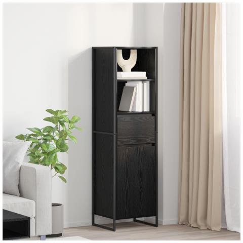 Armadio per Libri con cassetto Rovere Nero 43 x 36 x 150.5 cm - Foto 2