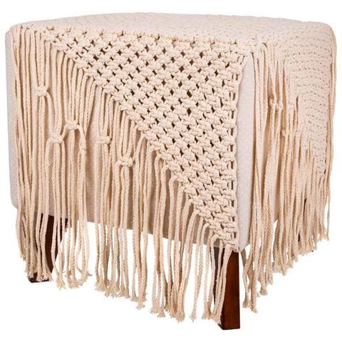 Puf In Cotone Intrecciato Panna 45x45x45h - Foto 1
